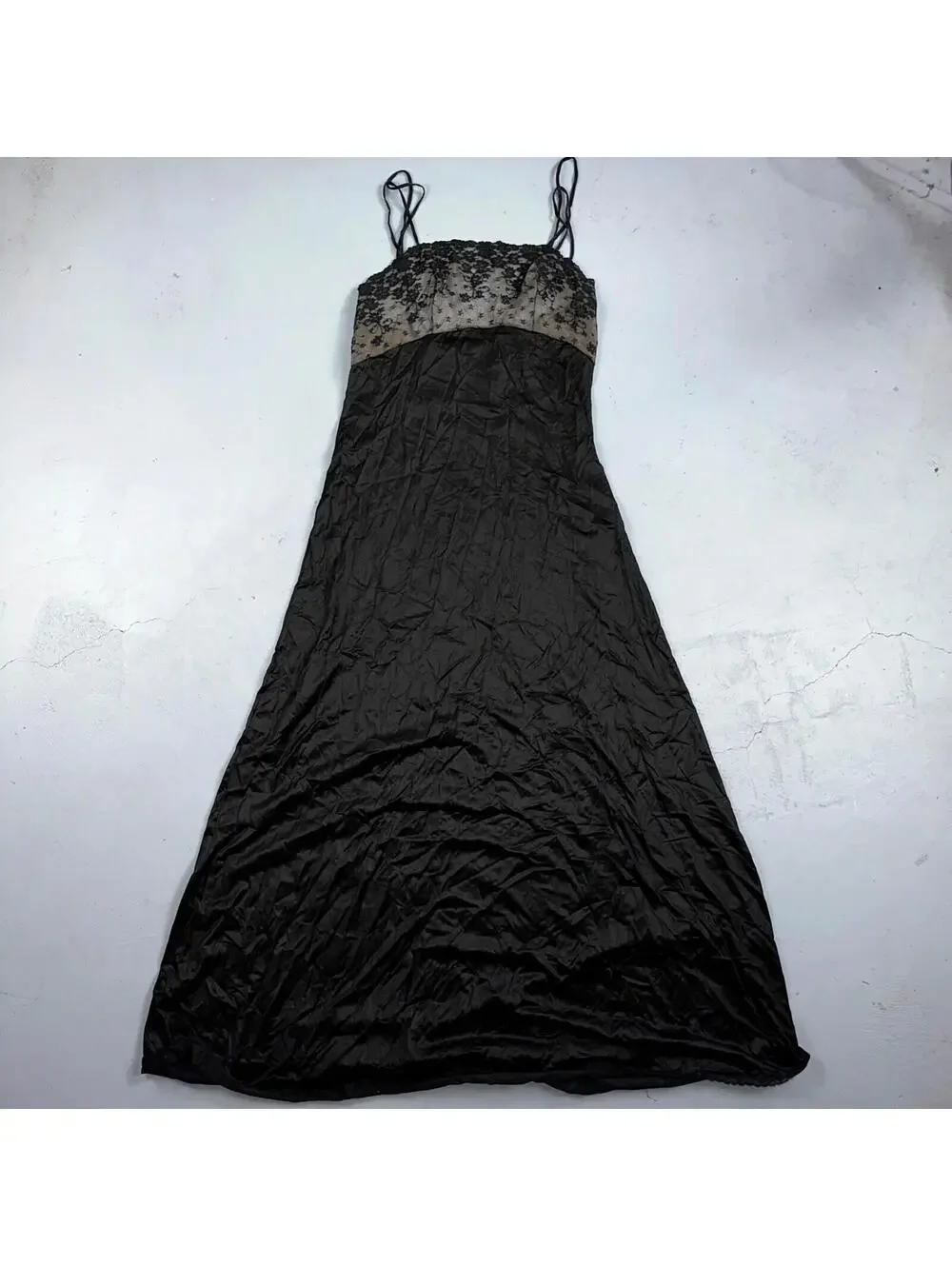 VTG Hydons 1970s Lingerie Slip Dress Sleepwear Full Sweep Nightgown Lace USA
